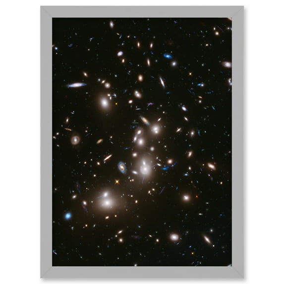 Hubble Space Telescope Image Frontier Field Abell 2744 Deep Picture Of Pandora's Galaxy Cluster Evolution After Big Bang Artwork Framed Wall Art Print A4