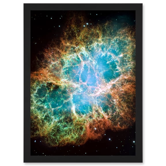 Hubble Space Telescope Image Giant Mosaic Of Crab Nebula Six Light Year Wide Expanding Remnant Of Supernova Star Explosion And Neutron Core Artwork Framed Wall Art Print A4