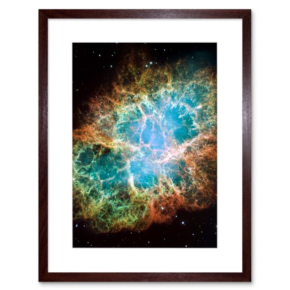 Hubble Space Telescope Image Giant Mosaic Of Crab Nebula Six Light Year Wide Expanding Remnant Of Supernova Star Explosion And Neutron Core Artwork Framed Wall Art Print 9X7 Inch