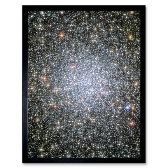 Hubble Space Telescope Image Globular Cluster 47 Tucanae 3000 Bright White Dwarf Exodus From The Stellar Group Core In Milky Way Art Print Framed Poster Wall Decor 12x16 inch