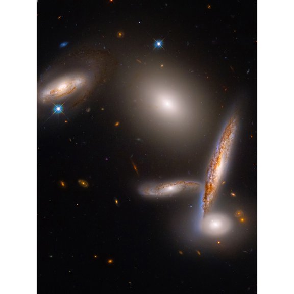 Hubble Space Telescope Image Hickson Compact Group 40 A Cosmic Gravitational Dance Between Five Galaxies Isolated Spiral Elliptical Lenticular Group Large Wall Art Poster Print Thick Paper 18X24 Inch