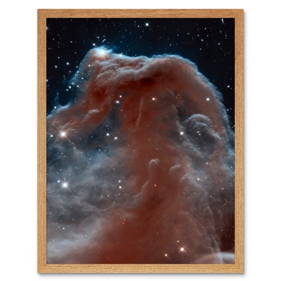 Hubble Space Telescope Image Horsehead Nebula In Orion Constellation Star Birthing Ethereal Formation Rising From Interstellar Clouds Art Print Framed Poster Wall Decor 12x16 inch