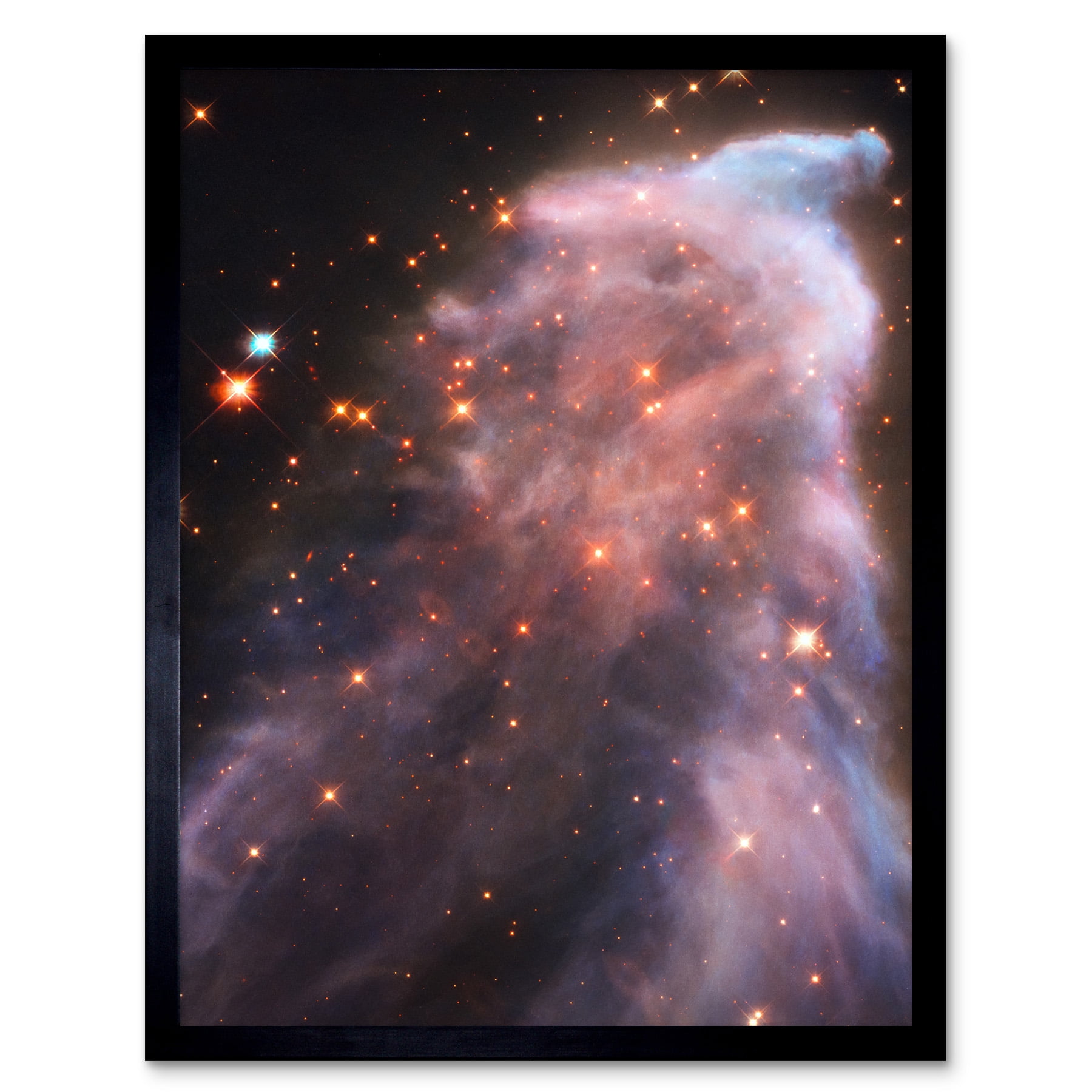 Hubble Space Telescope Image IC 63 Ghost Nebula Blue Red Dust Gas Cassiopeia Queen Star