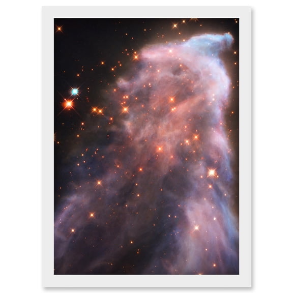 Hubble Space Telescope Image IC 63 Ghost Nebula Blue Red Dust Gas Cassiopeia Queen Star Constellation Cosmic Angel Artwork Framed Wall Art Print A4