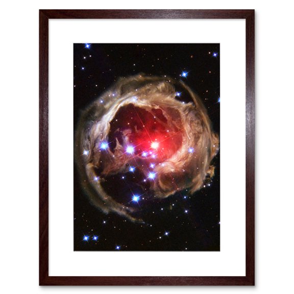 Hubble Space Telescope Image Light Echo Illuminates Dust Spiral Around Red Supergiant Star V838 Monocerotis Explosion Artwork Framed Wall Art Print 9X7 Inch