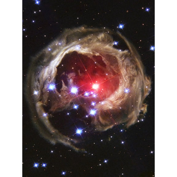 Hubble Space Telescope Image Light Echo Illuminates Dust Spiral Around Red Supergiant Star V838 Monocerotis Explosion Unframed Wall Art Print Poster Home Decor Premium