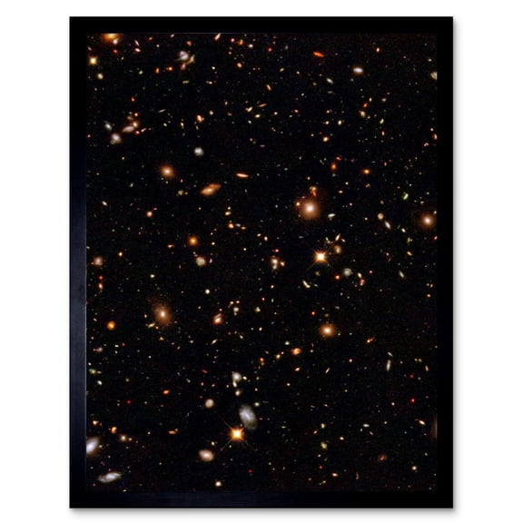 Hubble Space Telescope Image A Look Into The Universe's Past Ultra Deep Field Near Infrared View Of Distant Galaxies Billions Of Light Years Away Art Print Framed Poster Wall Decor 12x16 inch