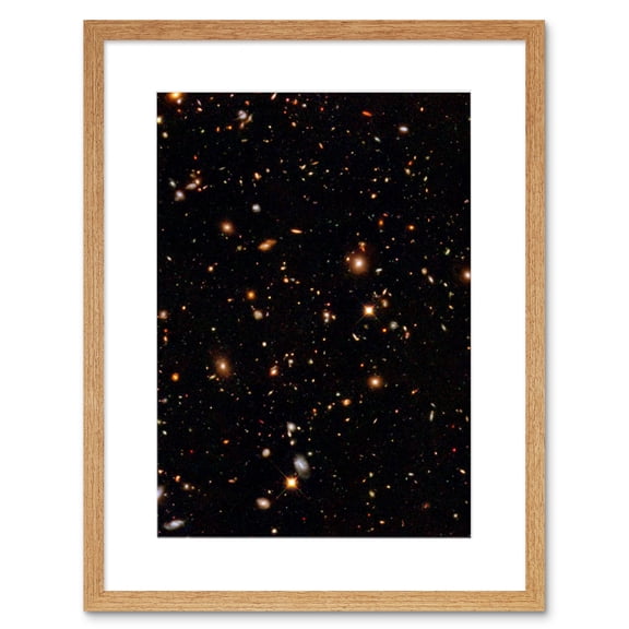 Hubble Space Telescope Image A Look Into The Universe's Past Ultra Deep Field Near Infrared View Of Distant Galaxies Billions Of Light Years Away Artwork Framed Wall Art Print 9X7 Inch