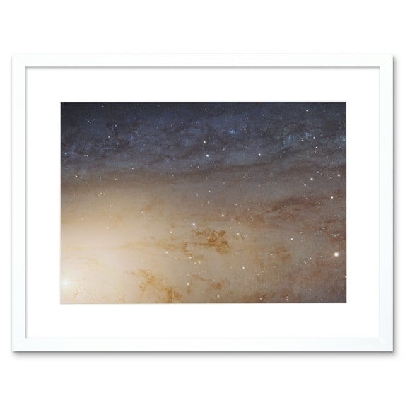 Hubble Space Telescope Image M31 Phat Mosaic Andromeda Galaxy Disk Evolution Star Clusters And Cosmic Dust Clouds Artwork Framed Wall Art Print 9X7 Inch