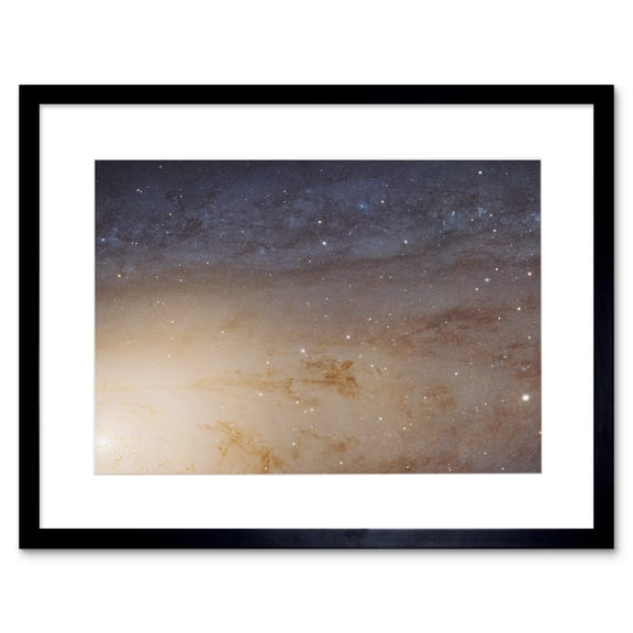Hubble Space Telescope Image M31 Phat Mosaic Andromeda Galaxy Disk Evolution Star Clusters And Cosmic Dust Clouds Artwork Framed Wall Art Print 9X7 Inch