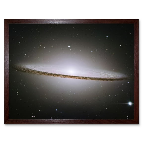Hubble Space Telescope Image The Majestic Sombrero Galaxy M104 Messier 104 Bright White Core Globular Clusters Swirling Dust Lanes Earth Art Print Framed Poster Wall Decor 12x16 inch