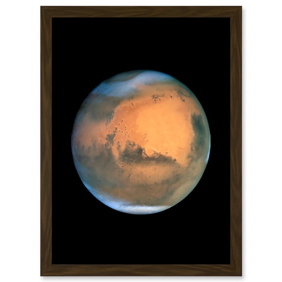 Hubble Space Telescope Image Mars Near Opposition 1995-2005: 2001 Regional Dust Storm On Red Planet At Its Closest Approach To Earth Artwork Framed Wall Art Print A4