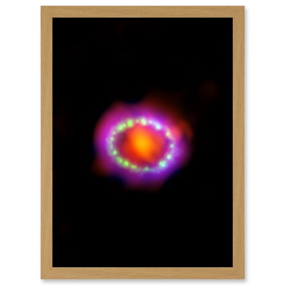 Hubble Space Telescope Image Multiwavelength View Of Supernova 1987A Red Green Blue Exploding Star Shock Wave Observations In Large Magellanic Cloud Artwork Framed Wall Art Print A4