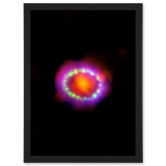 Hubble Space Telescope Image Multiwavelength View Of Supernova 1987A Red Green Blue Exploding Star Shock Wave Observations In Large Magellanic Cloud Artwork Framed Wall Art Print A4