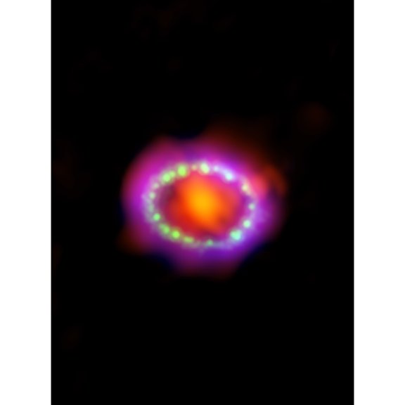 Hubble Space Telescope Image Multiwavelength View Of Supernova 1987A Red Green Blue Exploding Star Shock Wave Observations In Large Magellanic Cloud Unframed Wall Art Print Poster Home Decor Premium