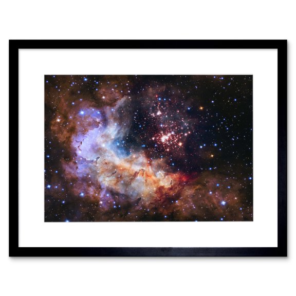 Hubble Space Telescope Image Nasa Unveils Celestial Fireworks 25th Anniversary Giant Cluster Westerlund 2 Colourful Nebula Dust Pillars Gas Clouds Artwork Framed Wall Art Print 9X7 Inch