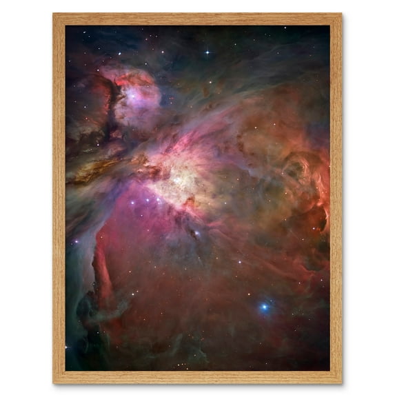 Hubble Space Telescope Image Orion Nebula Dramatic Star Formation Gas Dust Cavity Central Trapezium Region Red Blue Cosmic Landscape Art Print Framed Poster Wall Decor 12x16 inch