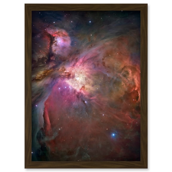 Hubble Space Telescope Image Orion Nebula Dramatic Star Formation Gas Dust Cavity Central Trapezium Region Red Blue Cosmic Landscape Artwork Framed Wall Art Print A4