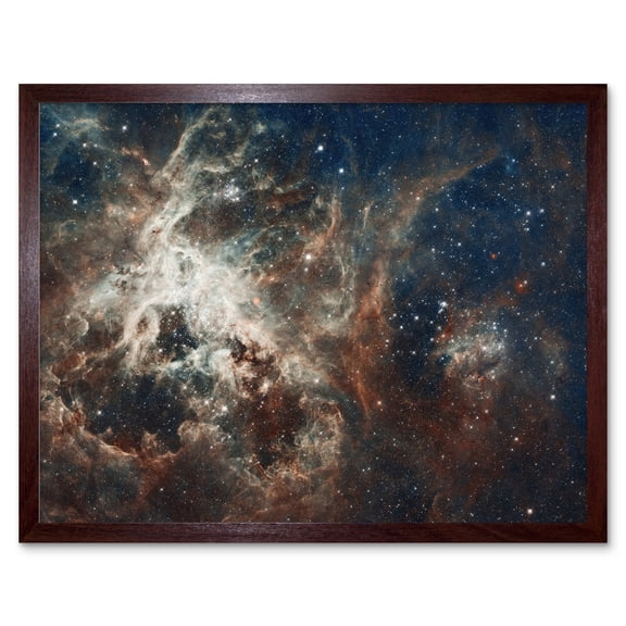 Hubble Space Telescope Image Panoramic View Of Bright Turbulent Stellar Birth Region 30 Doradus Tarantula Nebula Extragalactic Large Magellanic Cloud Art Print Framed Poster Wall Decor 12x16 inch