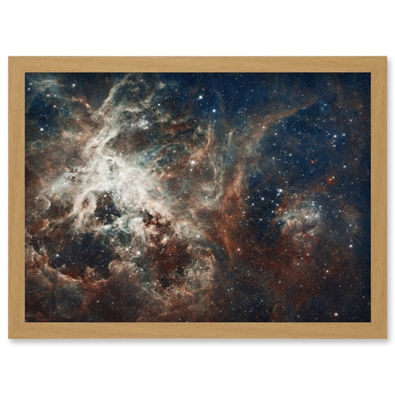 Hubble Space Telescope Image Panoramic View Of Bright Turbulent Stellar Birth Region 30 Doradus Tarantula Nebula Extragalactic Large Magellanic Cloud Artwork Framed Wall Art Print A4
