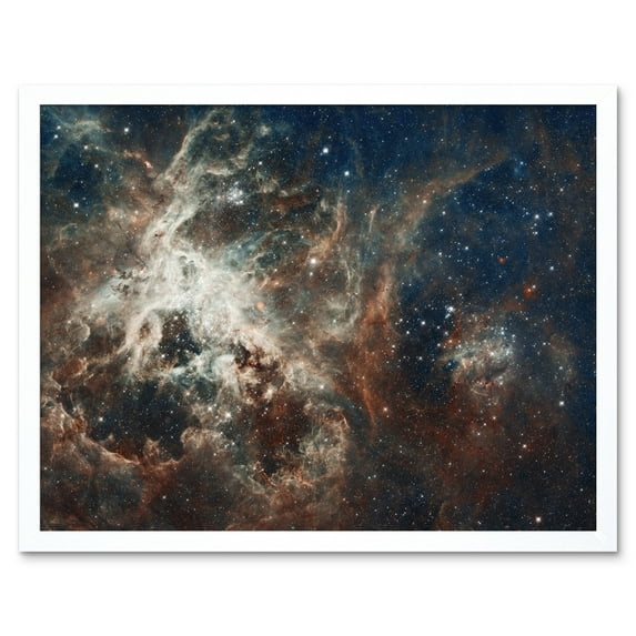 Hubble Space Telescope Image Panoramic View Of Bright Turbulent Stellar Birth Region 30 Doradus Tarantula Nebula Extragalactic Large Magellanic Cloud Art Print Framed Poster Wall Decor 12x16 inch