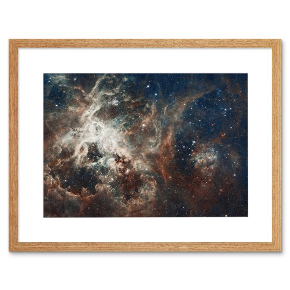 Hubble Space Telescope Image Panoramic View Of Bright Turbulent Stellar Birth Region 30 Doradus Tarantula Nebula Extragalactic Large Magellanic Cloud Artwork Framed Wall Art Print 9X7 Inch