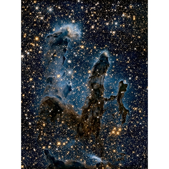 Hubble Space Telescope Image The Pillars Of Creation Blue Haze Near Infrared View Of Eagle Nebula Light Silhouettes Of Stars Dust And Gas Extra Large XL Wall Art Poster Print