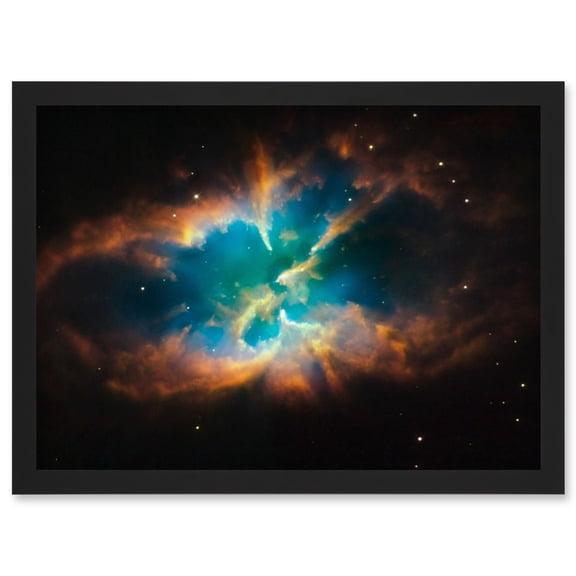 Hubble Space Telescope Image Planetary Nebula NGC 2818 Red Green Blue Gas Cloud Glowing Outer Layers Open Star Cluster Artwork Framed Wall Art Print A4