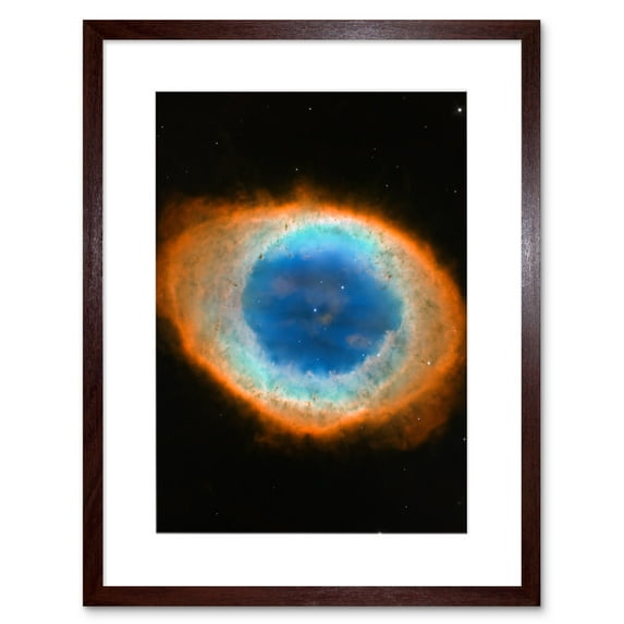 Hubble Space Telescope Image Planetary Nebula Ring Blue Red Dying Star Formation Celestial Doughnut Of Gas And Matter Artwork Framed Wall Art Print 9X7 Inch