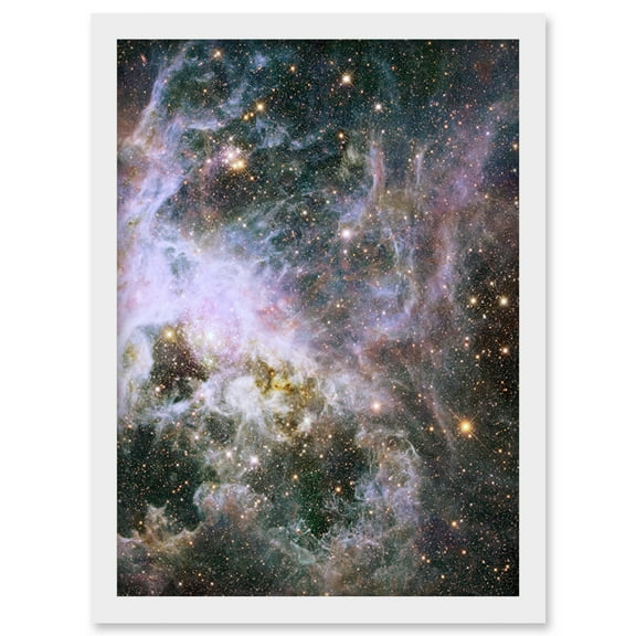 Hubble Space Telescope Image Probes Interior Of Tarantula Nebula Near Infrared Deep View 30 Doradus Star Birth Dust Large Magellanic Cloud Artwork Framed Wall Art Print A4