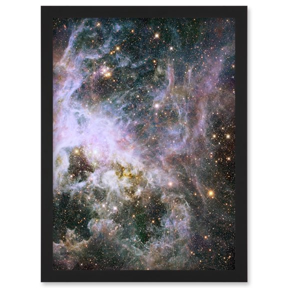 Hubble Space Telescope Image Probes Interior Of Tarantula Nebula Near Infrared Deep View 30 Doradus Star Birth Dust Large Magellanic Cloud Artwork Framed Wall Art Print A4