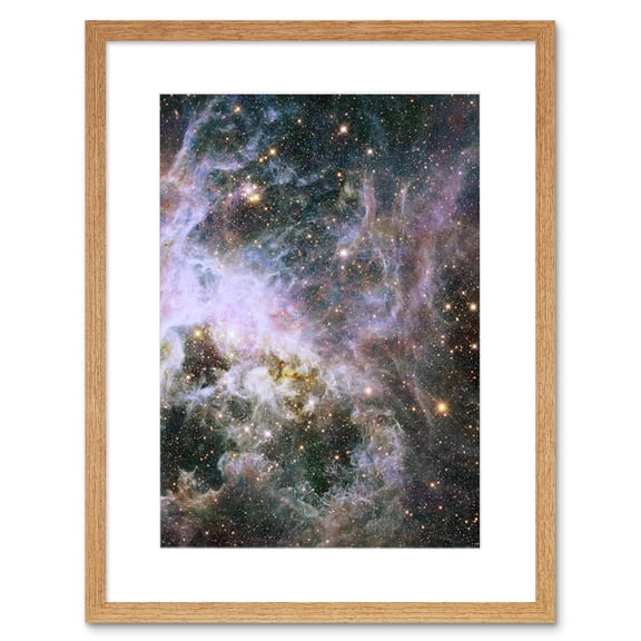 Hubble Space Telescope Image Probes Interior Of Tarantula Nebula Near Infrared Deep View 30 Doradus Star Birth Dust Large Magellanic Cloud Artwork Framed Wall Art Print 9X7 Inch