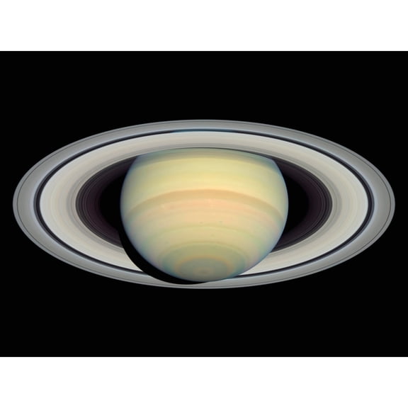 Hubble Space Telescope Image Saturn Prior To Cassini Probe's Arrival Bright Full Planet And Ring Plane Large Wall Art Poster Print Thick Paper 18X24 Inch