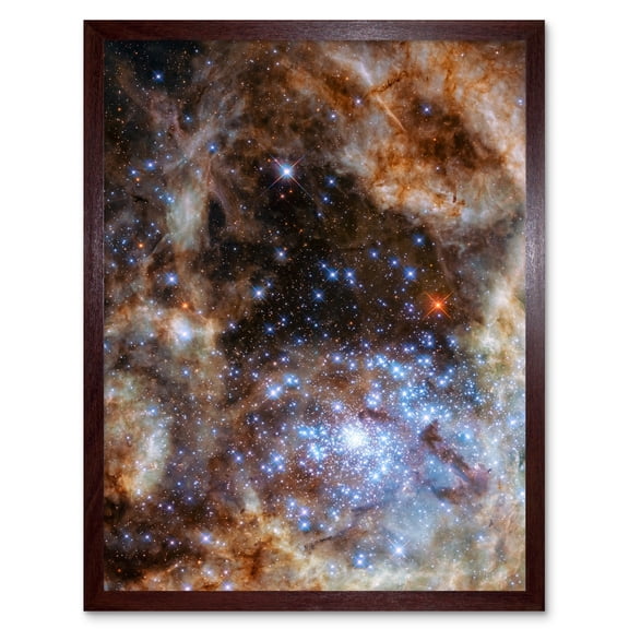 Hubble Space Telescope Image Star Cluster R136 Spectroscopic Study Of The Central Region Of Tarantula Nebula In The Large Magellanic Cloud Art Print Framed Poster Wall Decor 12x16 inch