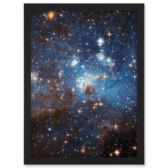 Hubble Space Telescope Image Star Forming Region LH 95 In The Large Magellanic Cloud Blue Haze LMC Galaxy Stellar Nursery Gas And Dust Lanes Artwork Framed Wall Art Print A4