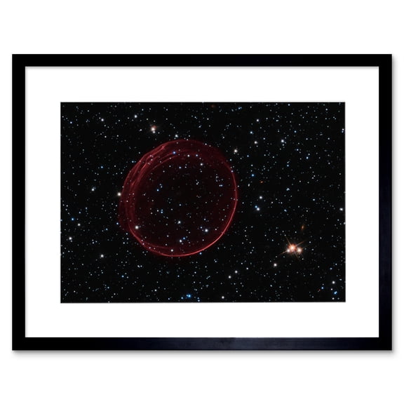 Hubble Space Telescope Image Supernova Bubble SNR 0509 Holiday Ornament Red Sphere Of Gas Caused By A Stellar Explosion In The Large Magellanic Cloud Artwork Framed Wall Art Print 9X7 Inch