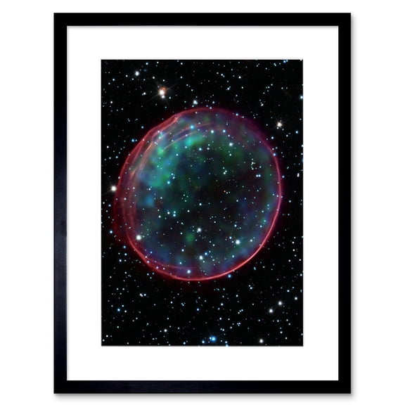 Hubble Space Telescope Image Supernova Remnant Bubble Optical And X-Ray Blue Pink Composite Image SNR 0509-67.5 Gas Sphere Large Magellanic Cloud Artwork Framed Wall Art Print 9X7 Inch