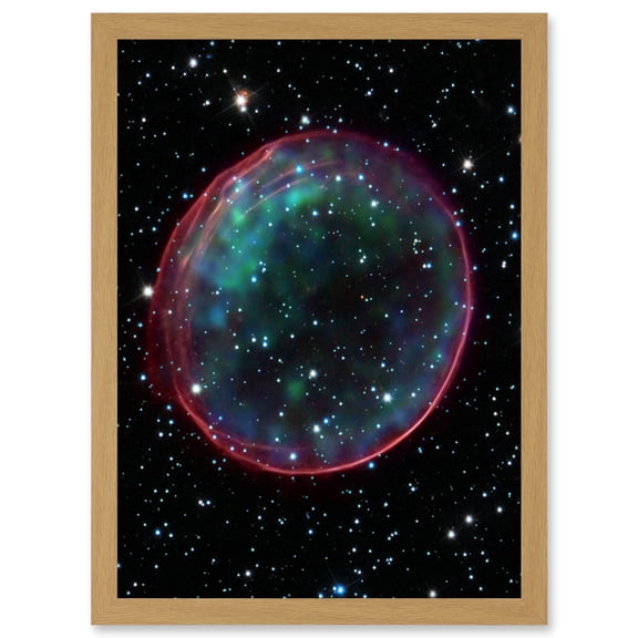 Hubble Space Telescope Image Supernova Remnant Bubble Optical And X-Ray Blue Pink Composite Image SNR 0509-67.5 Gas Sphere Large Magellanic Cloud Artwork Framed Wall Art Print A4