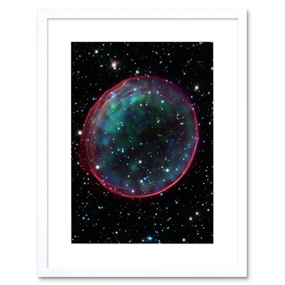 Hubble Space Telescope Image Supernova Remnant Bubble Optical And X-Ray Blue Pink Composite Image SNR 0509-67.5 Gas Sphere Large Magellanic Cloud Artwork Framed Wall Art Print 9X7 Inch