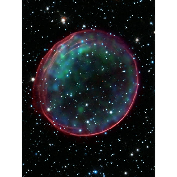 Hubble Space Telescope Image Supernova Remnant Bubble Optical And X-Ray Blue Pink Composite Image SNR 0509-67.5 Gas Sphere Large Magellanic Cloud Extra Large XL Wall Art Poster Print