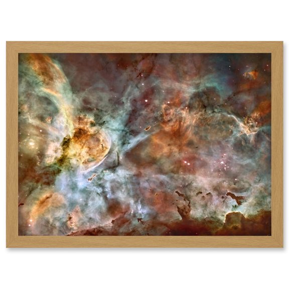 Hubble Space Telescope Image The Carina Nebula Colourful Central Starbirth Region Death Creating Celestial Dust Clouds Gas Wind Ultraviolet Radiation Artwork Framed Wall Art Print A4