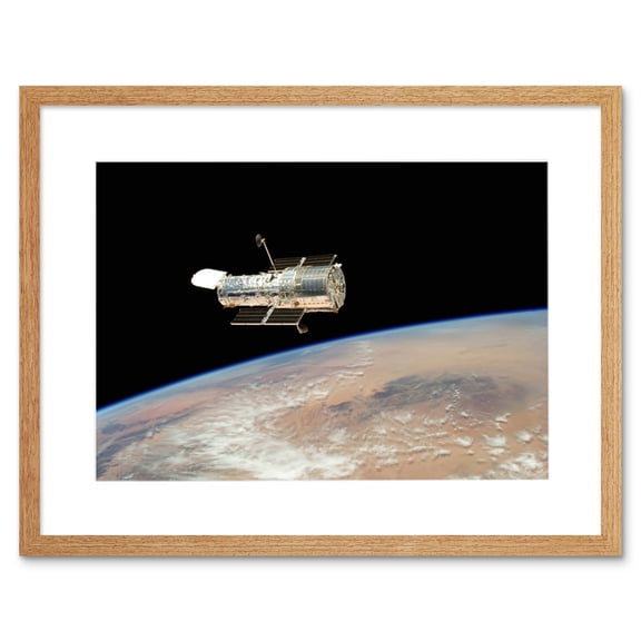 Hubble Space Telescope Image The Hubble's Final Release Over Earth By Space Shuttle Atlantis Crew In 2009 Servicing Mission 4 Artwork Framed Wall Art Print 9X7 Inch