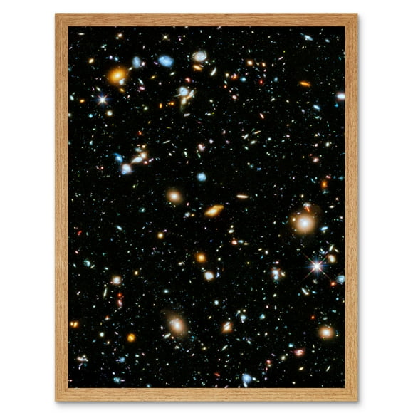 Hubble Space Telescope Image Ultra Deep Field 2014 Ultraviolet Composite Separate Exposures Observations Distant Galaxies Primitive Stages Art Print Framed Poster Wall Decor 12x16 inch