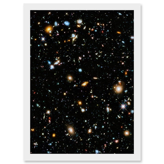 Hubble Space Telescope Image Ultra Deep Field 2014 Ultraviolet Composite Separate Exposures Observations Distant Galaxies Primitive Stages Artwork Framed Wall Art Print A4