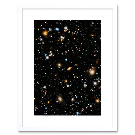 Hubble Space Telescope Image Ultra Deep Field 2014 Ultraviolet Composite Separate Exposures Observations Distant Galaxies Primitive Stages Artwork Framed Wall Art Print 9X7 Inch