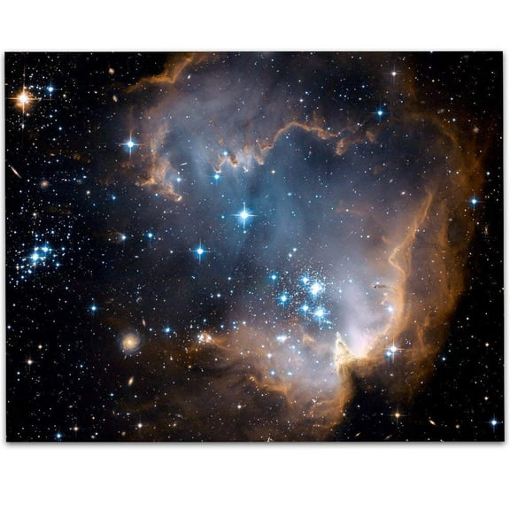 Hubble Telescope Photo of Star Cluster NGC 602 11x14 Unframed PosterNebula Space Wall Art for Astronomy Lovers, Cosmic Photography of Milky Way, Celestial Galaxy Decor for Living Room & Home Office