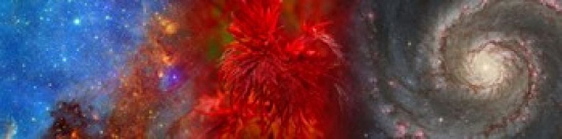 Hubble galaxy with red maple foliage Canvas Art - Panoramic Images (40 x 10)