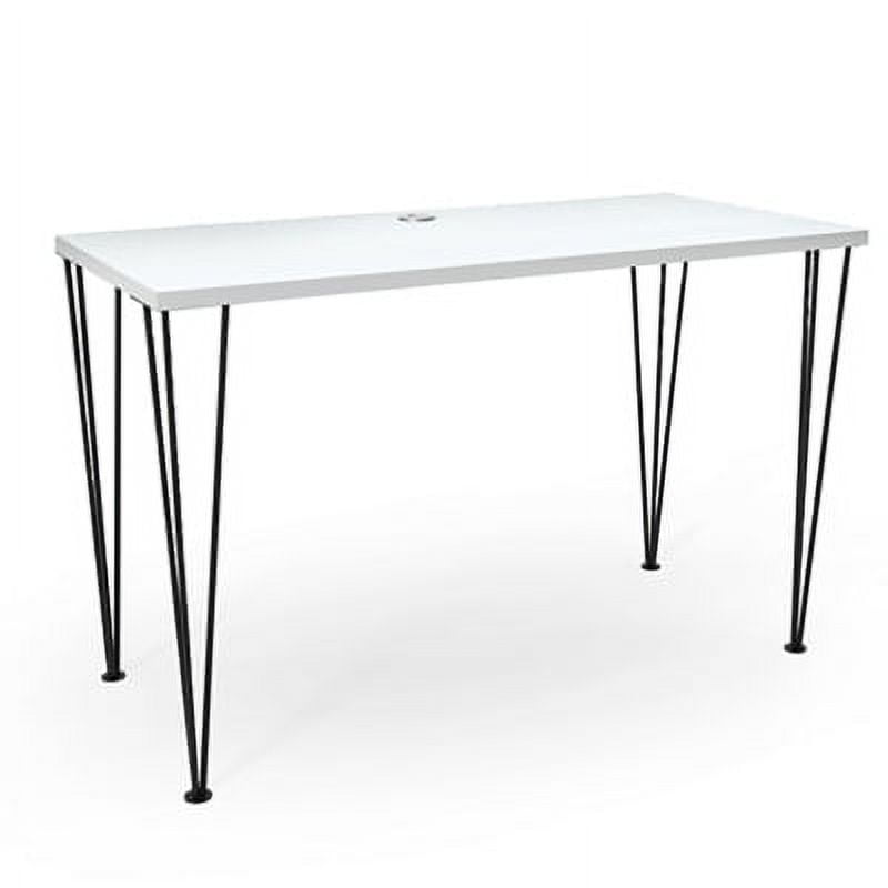 Hubbub Maker Hairpin Leg Desk 48"W Black Top/White Legs