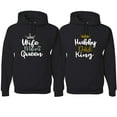 thumbnail image 1 of Hubby Dad King Wife Mom Queen Cute Gift His and Hers Matching Couples Hoodies Sweater Set, Black, Mens S-Womens 2XL, 1 of 3