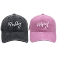 thumbnail image 1 of Hubby Embroidered Baseball Cap, Black Washed Cotton Dad Hat with Cursive Script, Matching Couple Hat Set for Men, Casual Adjustable Sun Hat for Date Night, Anniversary Gift for Him, 1 of 3